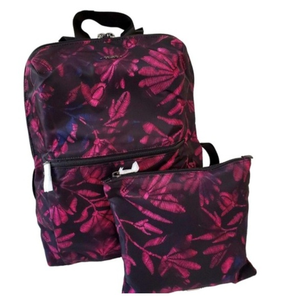 NEW TUMI 2pcs Floral Foldable Travel Backpack Bag - Picture 2 of 8
